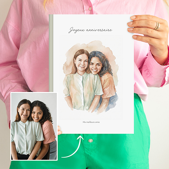 Album photo anniversaire Portrait en aquarelle