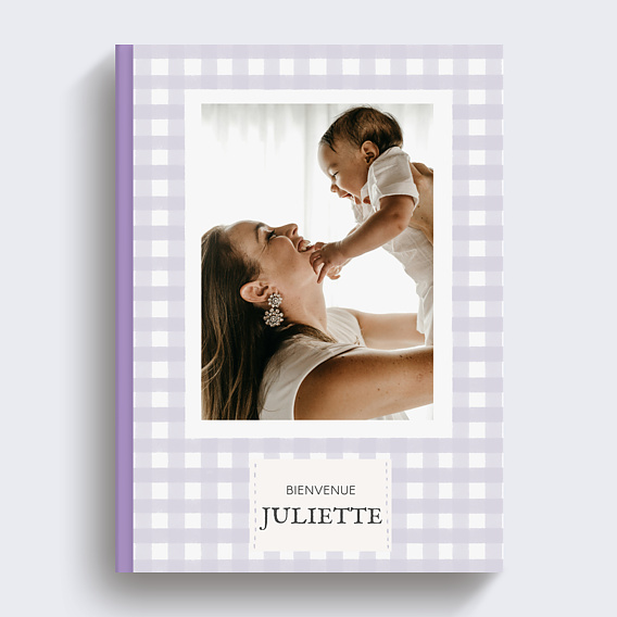 Album photo bébé Vichy lila
