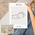 Album photo bébé Portrait line art détaillé