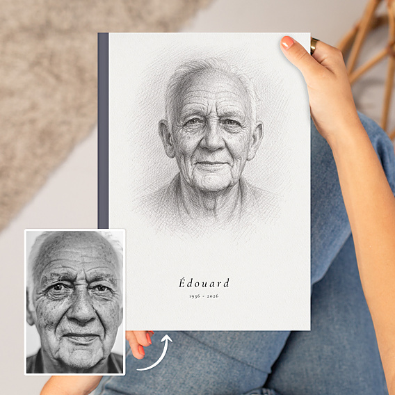 Album Photo Hommage Portrait au crayon de papier