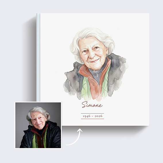 Album photo hommage Portrait en aquarelle