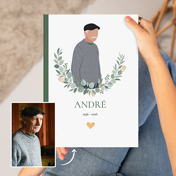 Album Photo Hommage Portrait minimaliste avec couronne eucalyptus