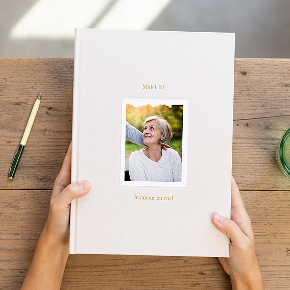 Album Photo Hommage Tissu embossé et dorure