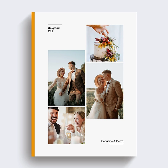 album photo papier mariage couple mariés souvenirs livre avec texte personnalisable support couverture rigide impression popcarte