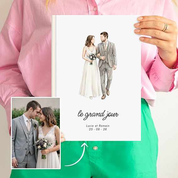 Album Photo Mariage Portrait aquarelle aligné