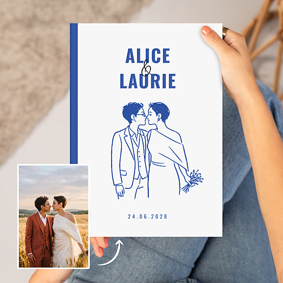 Album Photo Mariage Portrait au trait simple