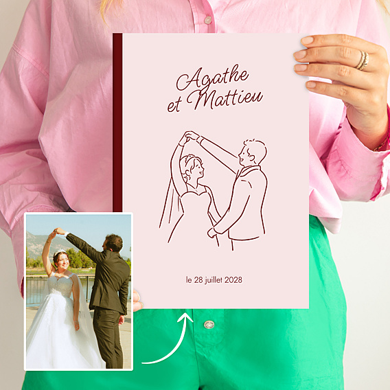 Album Photo Mariage Portrait dessiné au trait