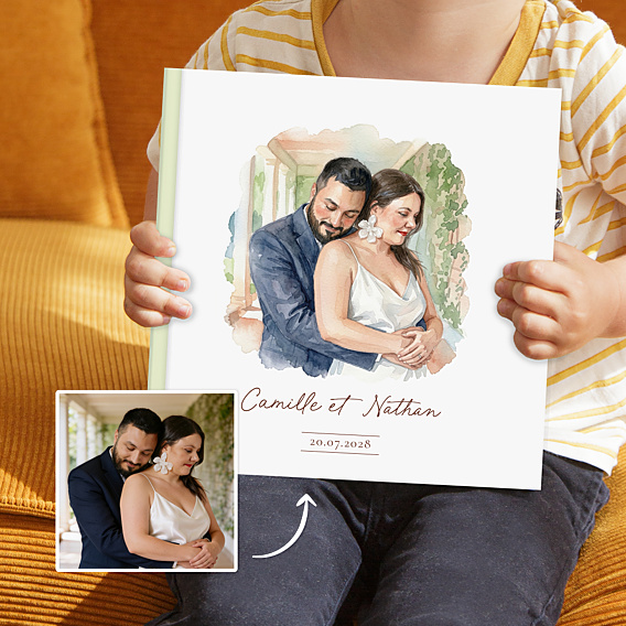 Album Photo Mariage Couple en aquarelle