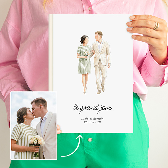 Album Photo Mariage Portrait aquarelle aligné