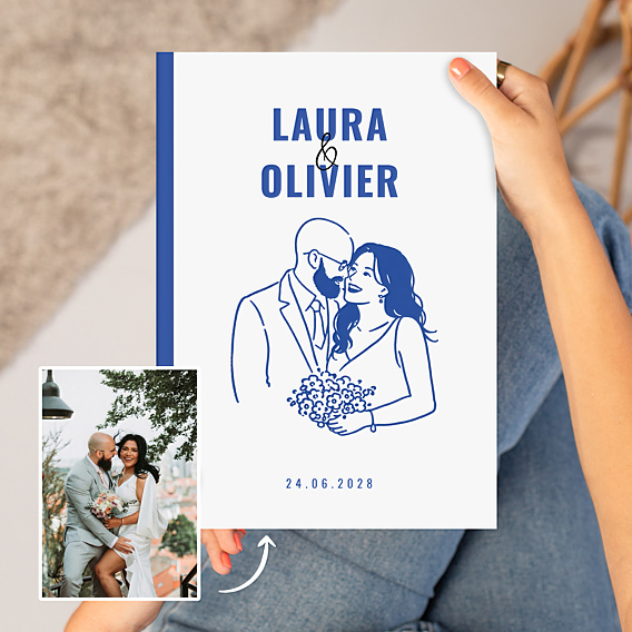Album Photo Mariage Portrait au trait simple