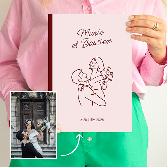 Album Photo Mariage Portrait dessiné au trait