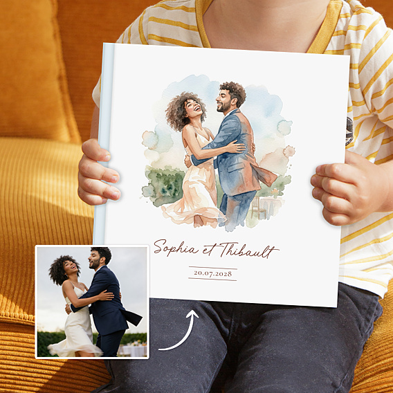 Album Photo Mariage Couple en aquarelle