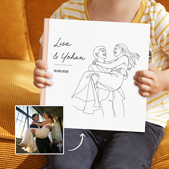 Album photo mariage Couple line art