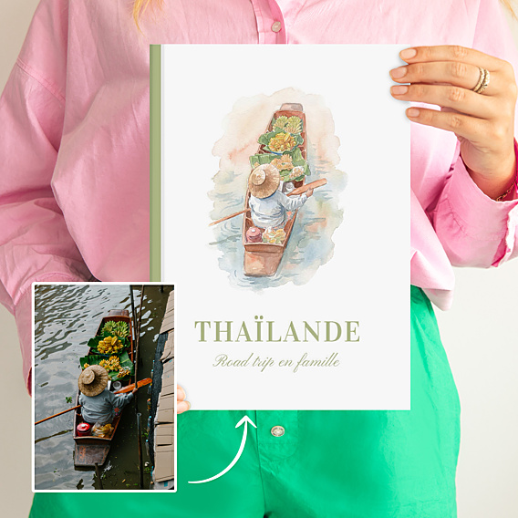 Album photo voyage Paysage en aquarelle