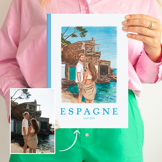 Album photo voyage Votre photo en dessin crayonné