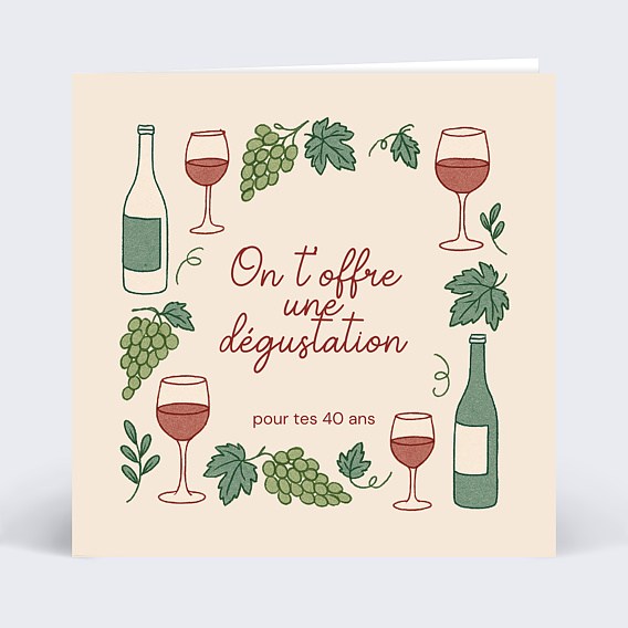 Carte anniversaire Bon pour dégustation vin