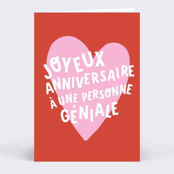 Carte anniversaire adulte Coeur Génial