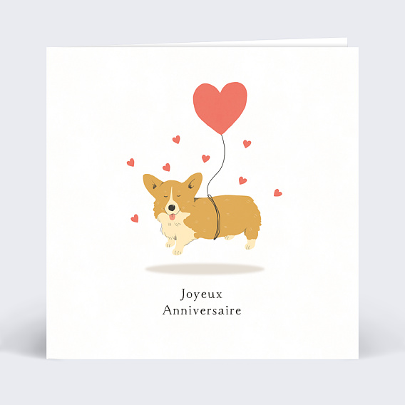 Carte anniversaire adulte Corgi Love