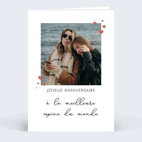 Carte anniversaire adulte Encadré Cœurs