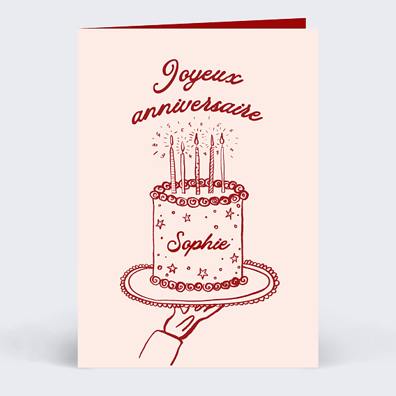 Carte anniversaire adulte Gâteau dessiné
