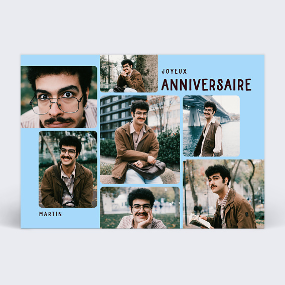 Carte anniversaire Grand pêle-mêle