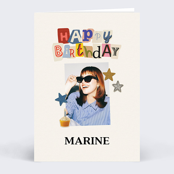 Carte anniversaire Journal déchiré souhait