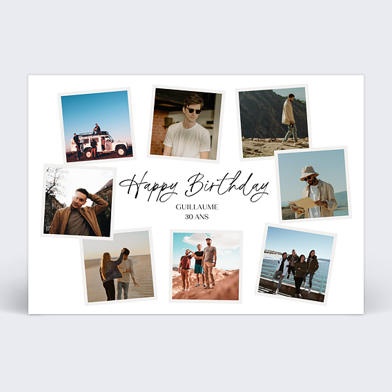 Carte anniversaire adulte Multi Polaroids