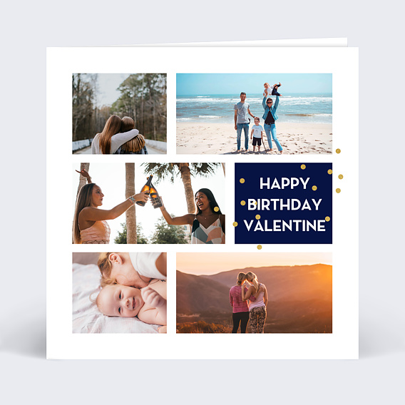 Carte anniversaire adulte Multiphoto Bleu