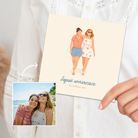 Carte anniversaire Portrait aligné minimaliste