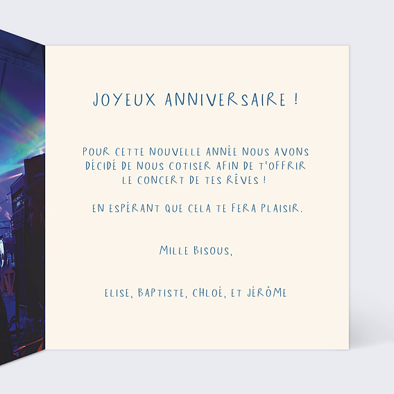 Carte anniversaire Carte Cadeaux Intérieur Droit