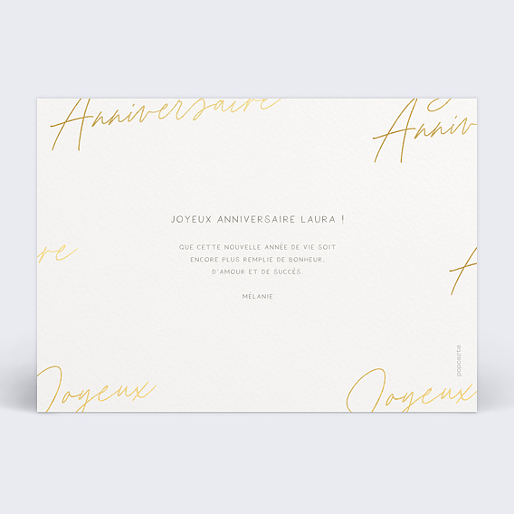 Carte anniversaire adulte Délicate Signature Verso