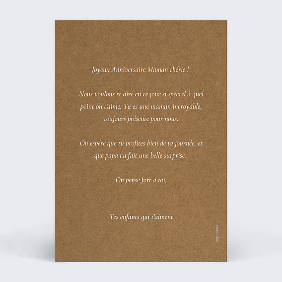 Carte anniversaire Dentelle Verso