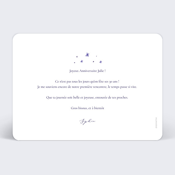 Carte anniversaire Étoiles Bleues Verso