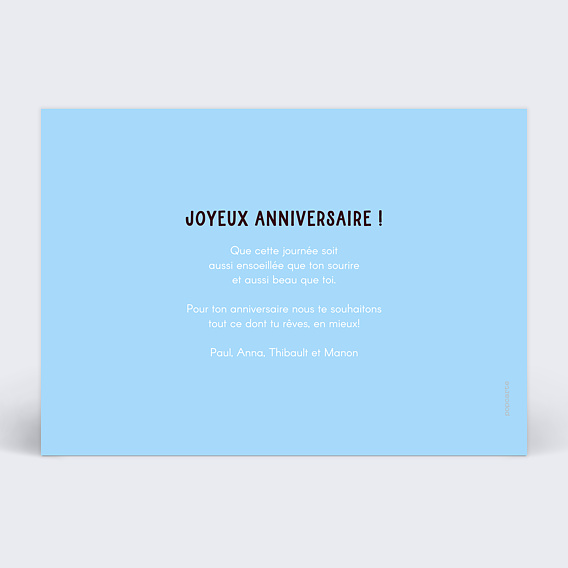 Carte anniversaire Grand pêle-mêle Verso