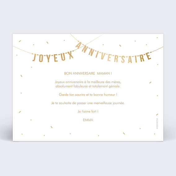 Carte anniversaire Guirlande traditionnelle Verso