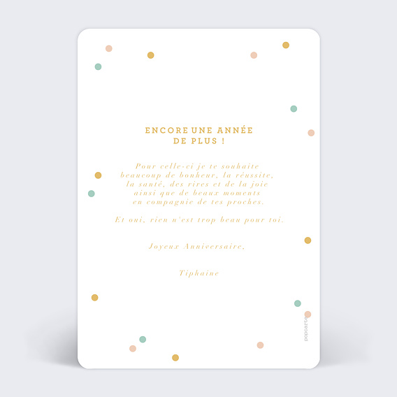 Carte anniversaire Happiest Birthday Verso