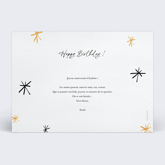 Carte anniversaire Jolie Surprise Verso