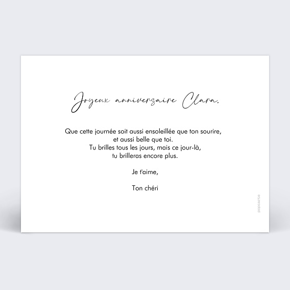 Carte anniversaire Multiphotos Simple Verso