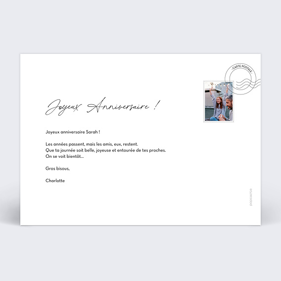 Carte anniversaire Pastille Verso