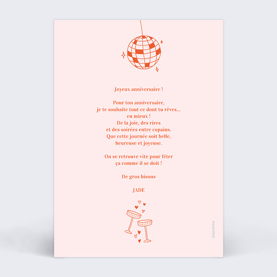 Carte anniversaire Petits objets de fête Verso