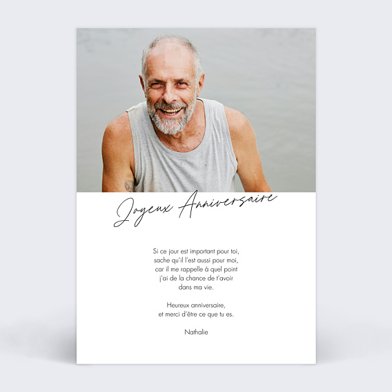 Carte anniversaire Plume Manuscrite Verso