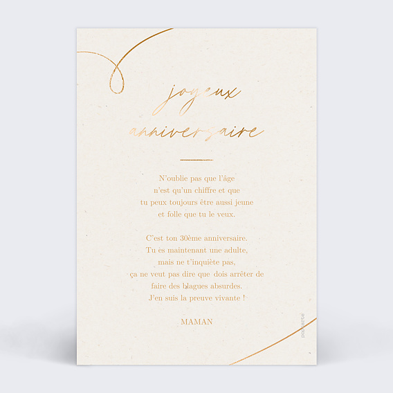 Carte anniversaire Traversant Verso