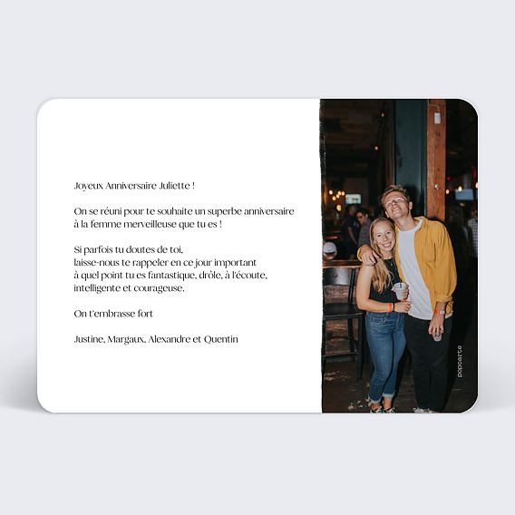 Carte anniversaire Triptyque Original Verso