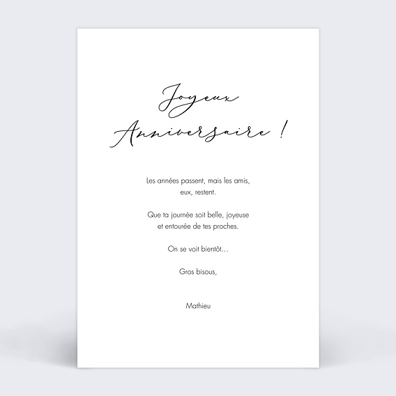 Carte anniversaire Votre Photo ici Verso
