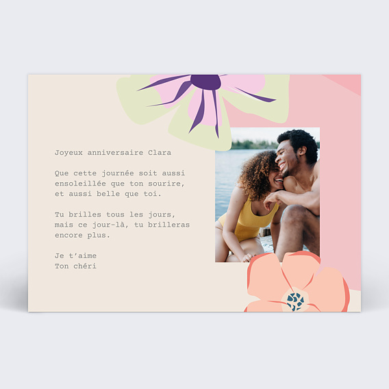 Carte anniversaire Parterre fleuri Verso