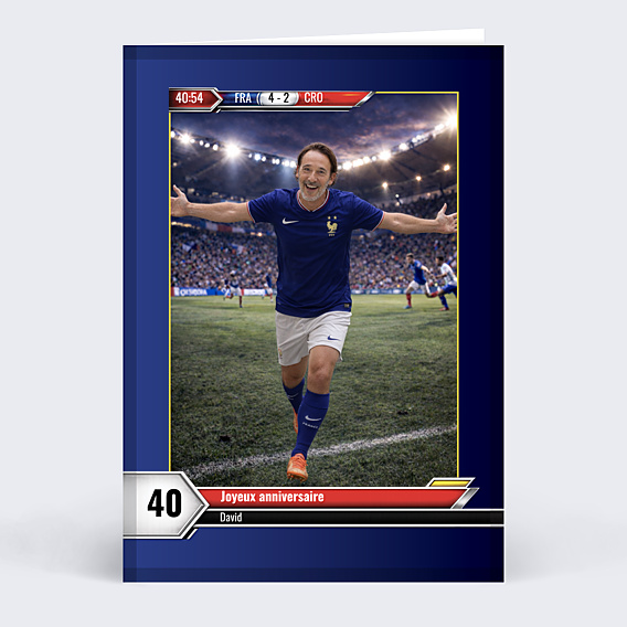 Carte anniversaire Portrait en footballeur