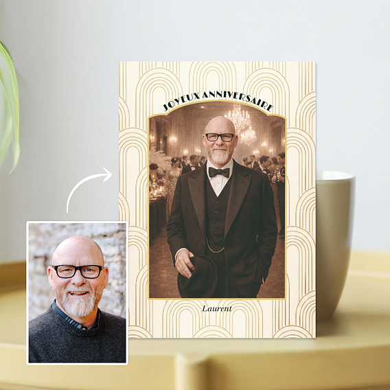 Carte anniversaire Portrait univers Gatbsy