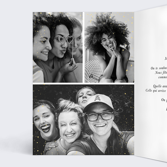 Carte anniversaire Photo Paillettes Intérieur Gauche