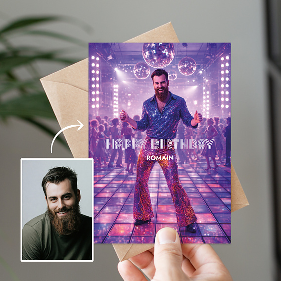 Carte anniversaire Portrait en danseur disco