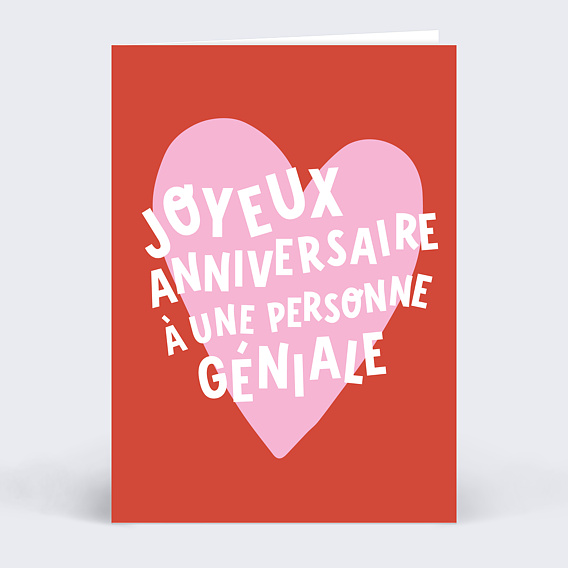 Carte anniversaire Coeur Génial